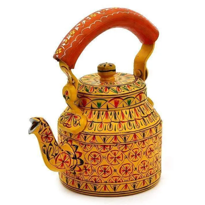 Hand-painted Colorful Kaushalam Teapot: Mughal