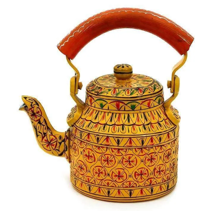 Hand-painted Colorful Kaushalam Teapot: Mughal