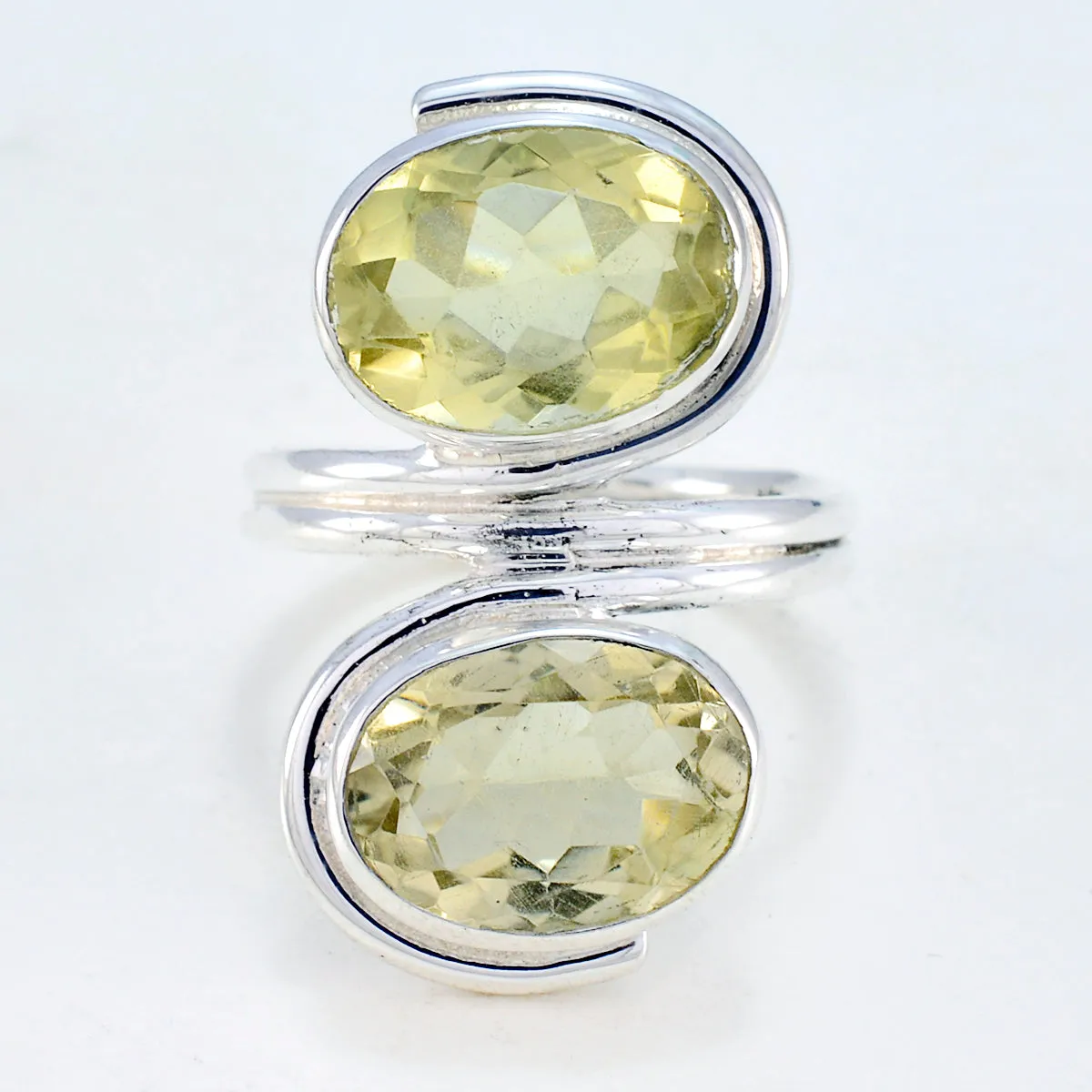 India Gemstones Lemon Quartz Solid Silver Ring Victorian Jewelry