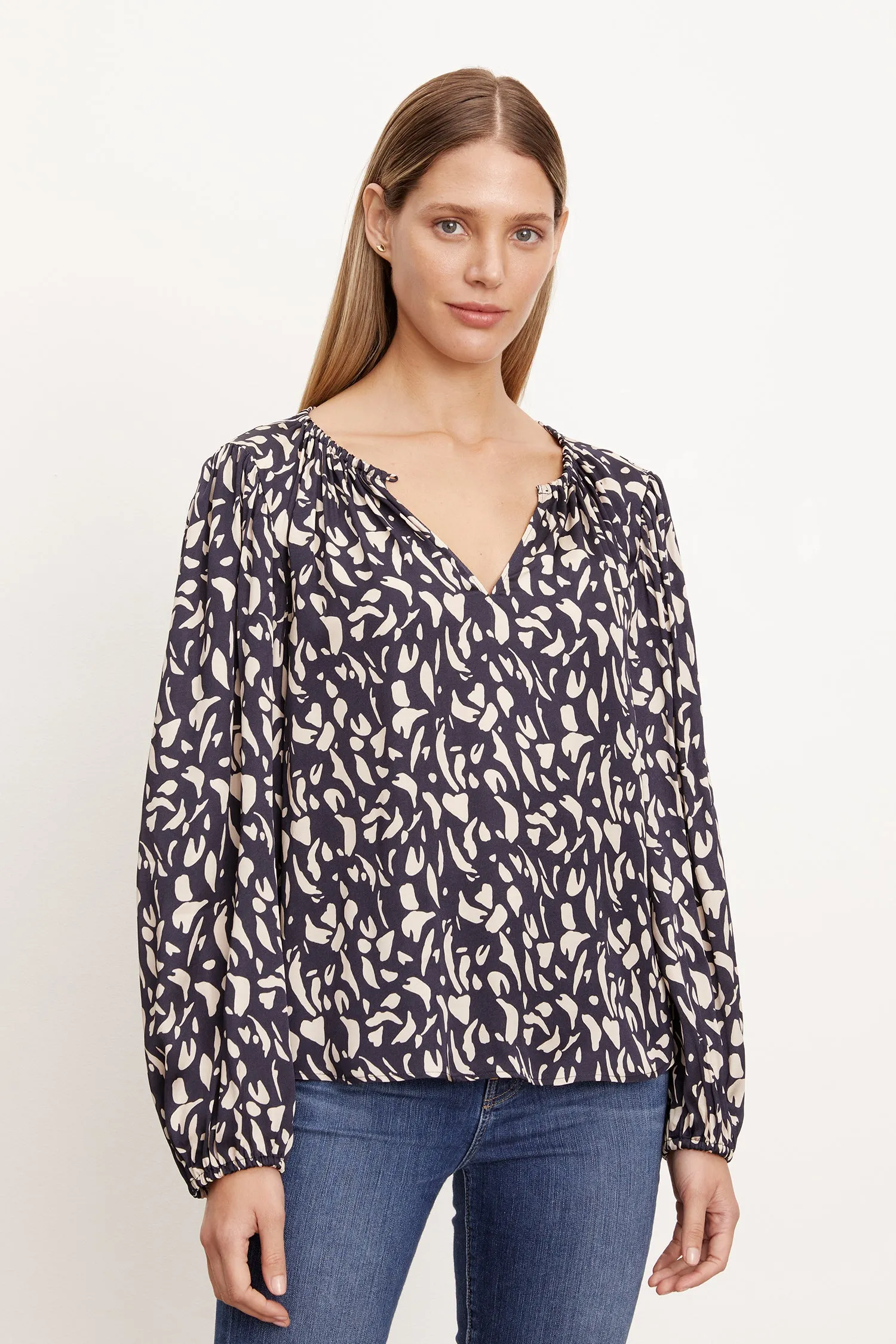 KADE ABSTRACT PRINTED SATIN BLOUSE - VELVET