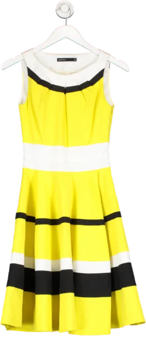 Karen Millen Yellow Contrast Panel Skater Dress UK 6