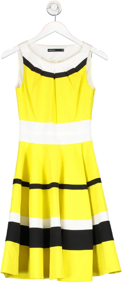 Karen Millen Yellow Contrast Panel Skater Dress UK 6