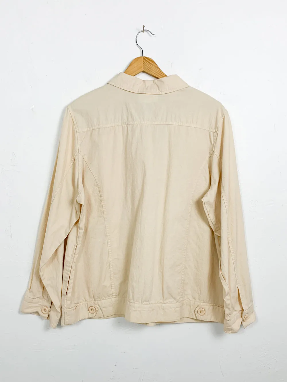 Khaki Cotton Jacket With Eyelet Detail