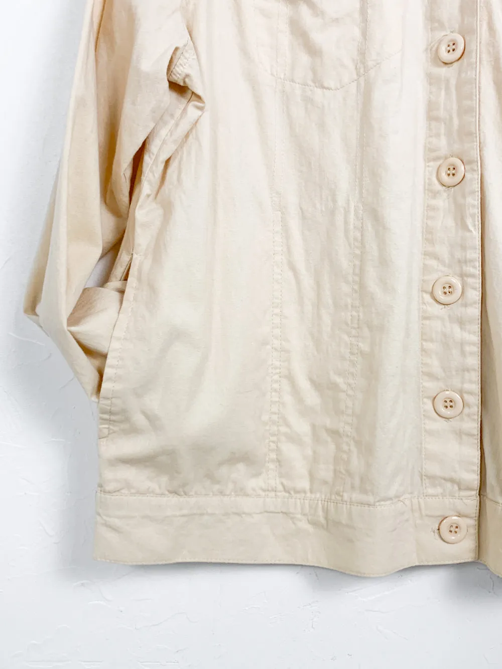 Khaki Cotton Jacket With Eyelet Detail