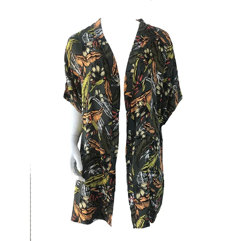 Kimono - Olive Green Floral