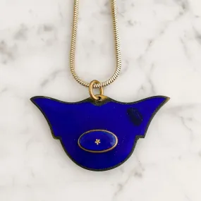 KNOX Art Deco blue enamel pendant necklace