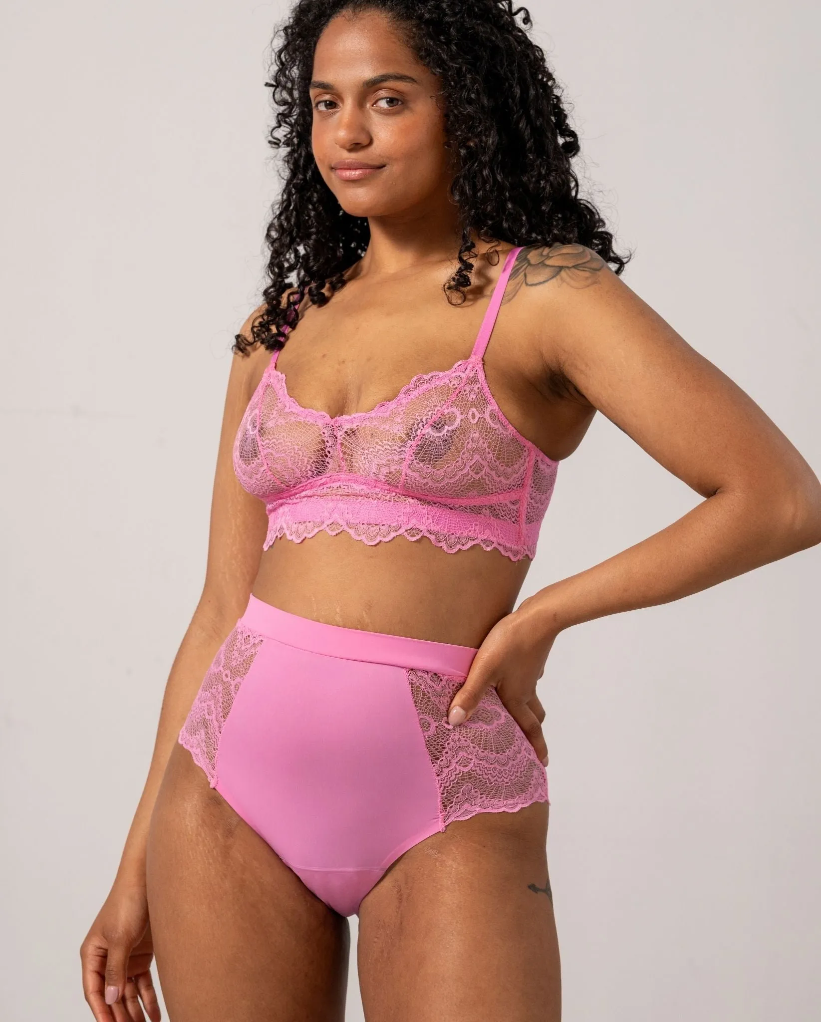 Lace Period Highwaist Briefs Candy Pink