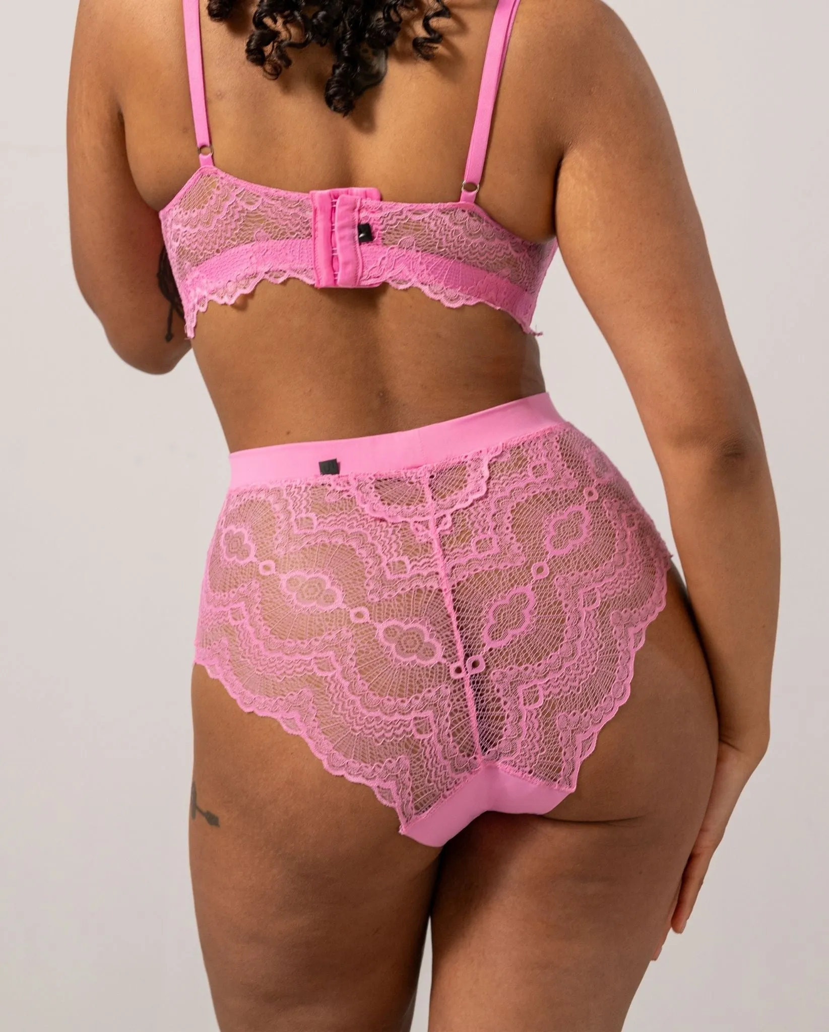 Lace Period Highwaist Briefs Candy Pink