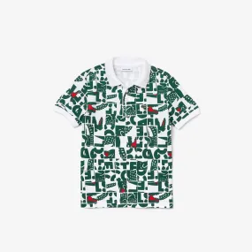 Lacoste Kids Heritage Print Polo (White/Green)