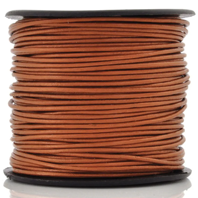 Leather Cord-0.5mm Round-Metallic Dusty Brown-10 Meter Spool