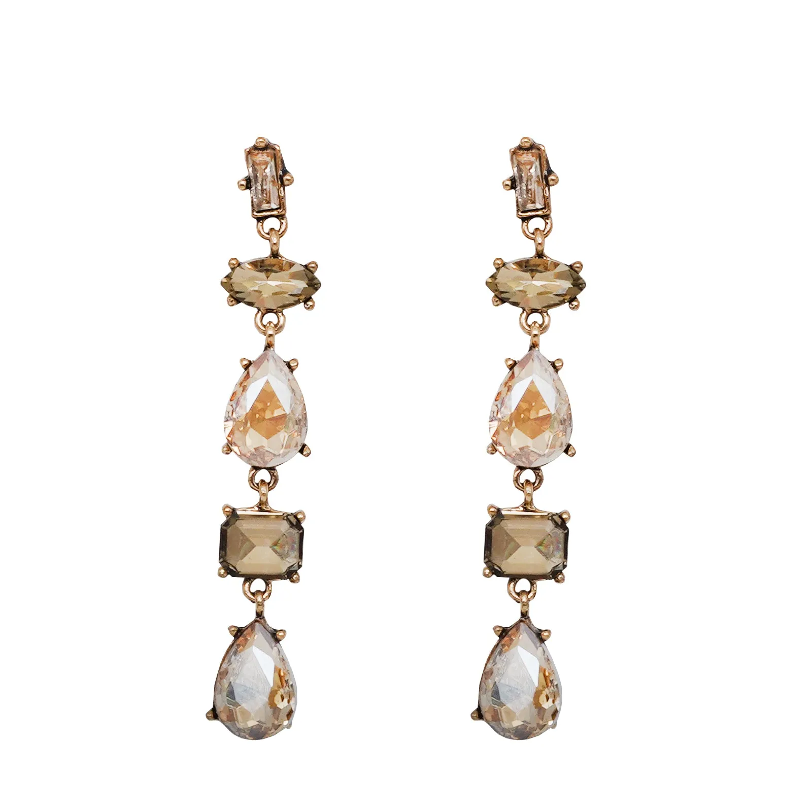 Lucent Nude Crystal Drop Earrings