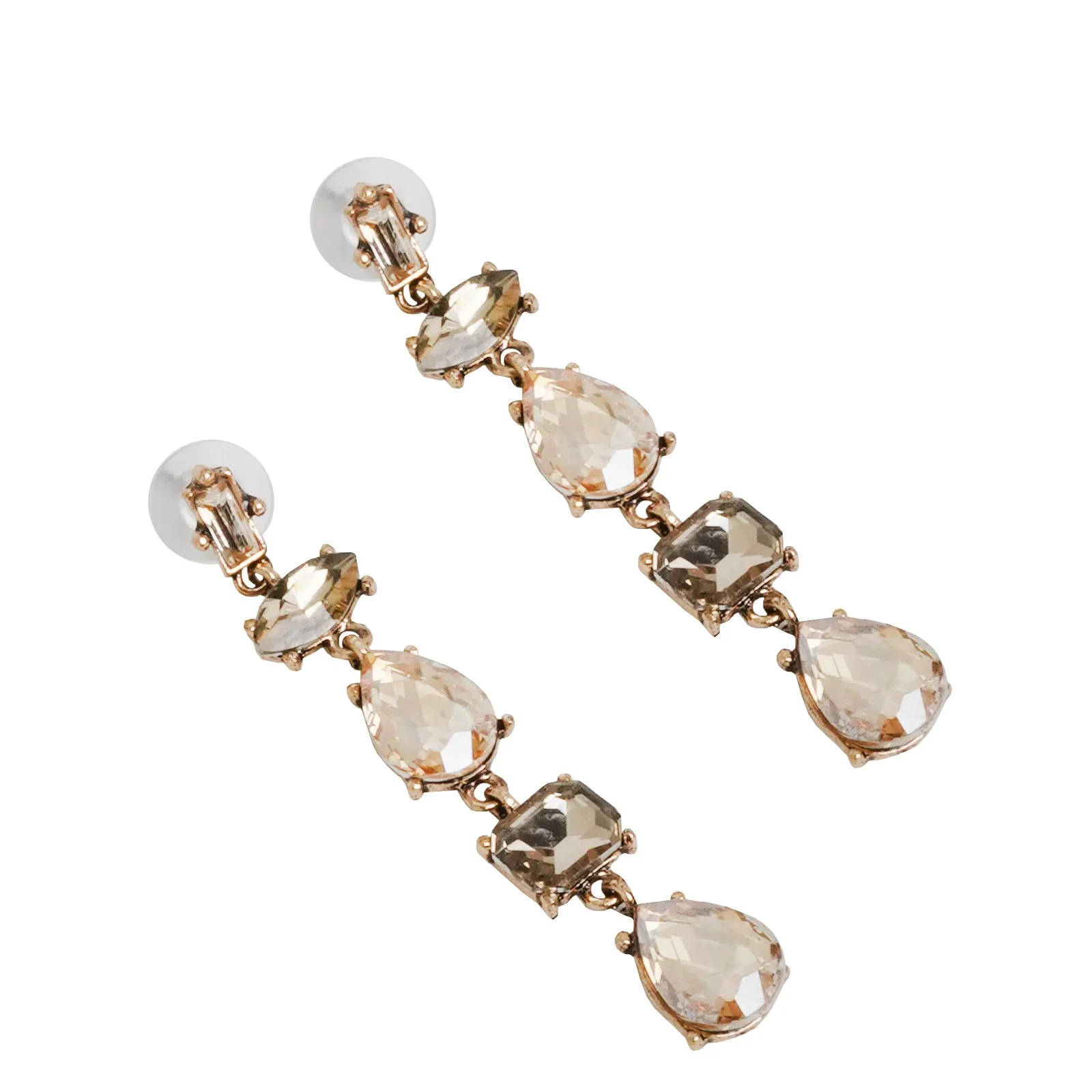 Lucent Nude Crystal Drop Earrings