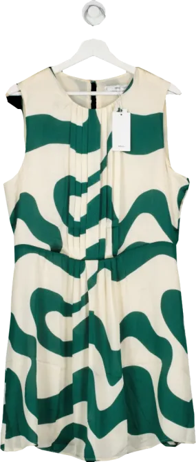 MANGO Cream Printed Dress With Pleated Details BNWT UK M