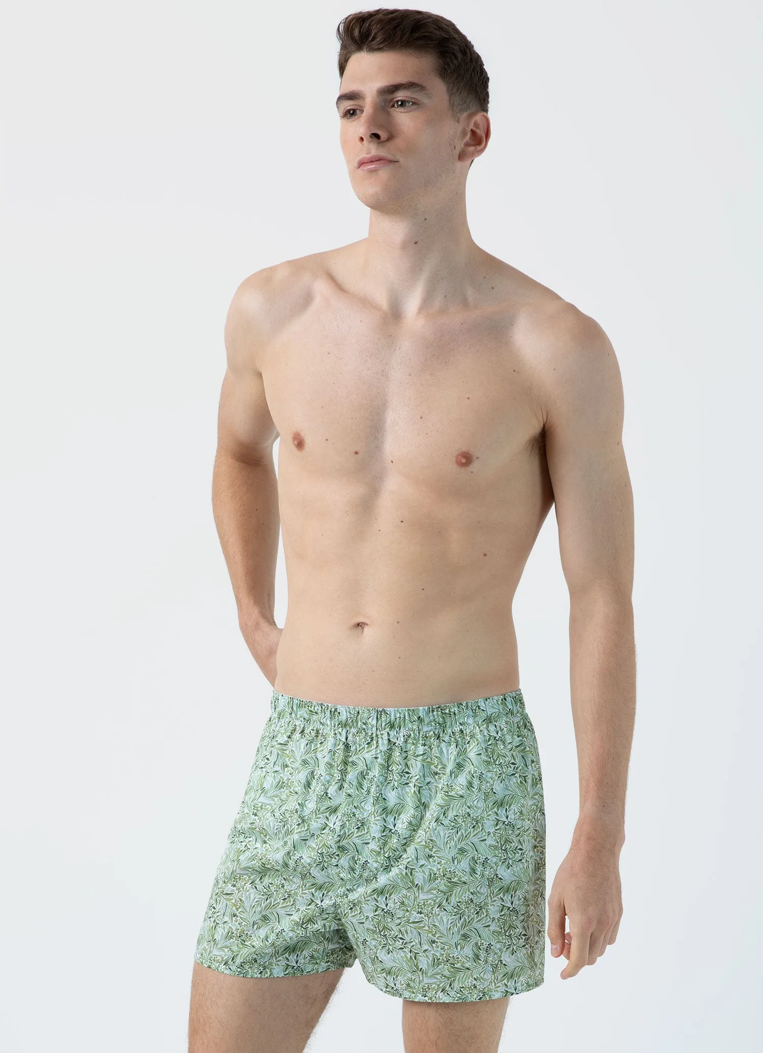 Men's Classic Boxer Shorts in Liberty Fabric in Green Garden