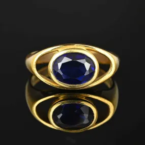 Modernist Russian 18K Gold Sapphire Ring