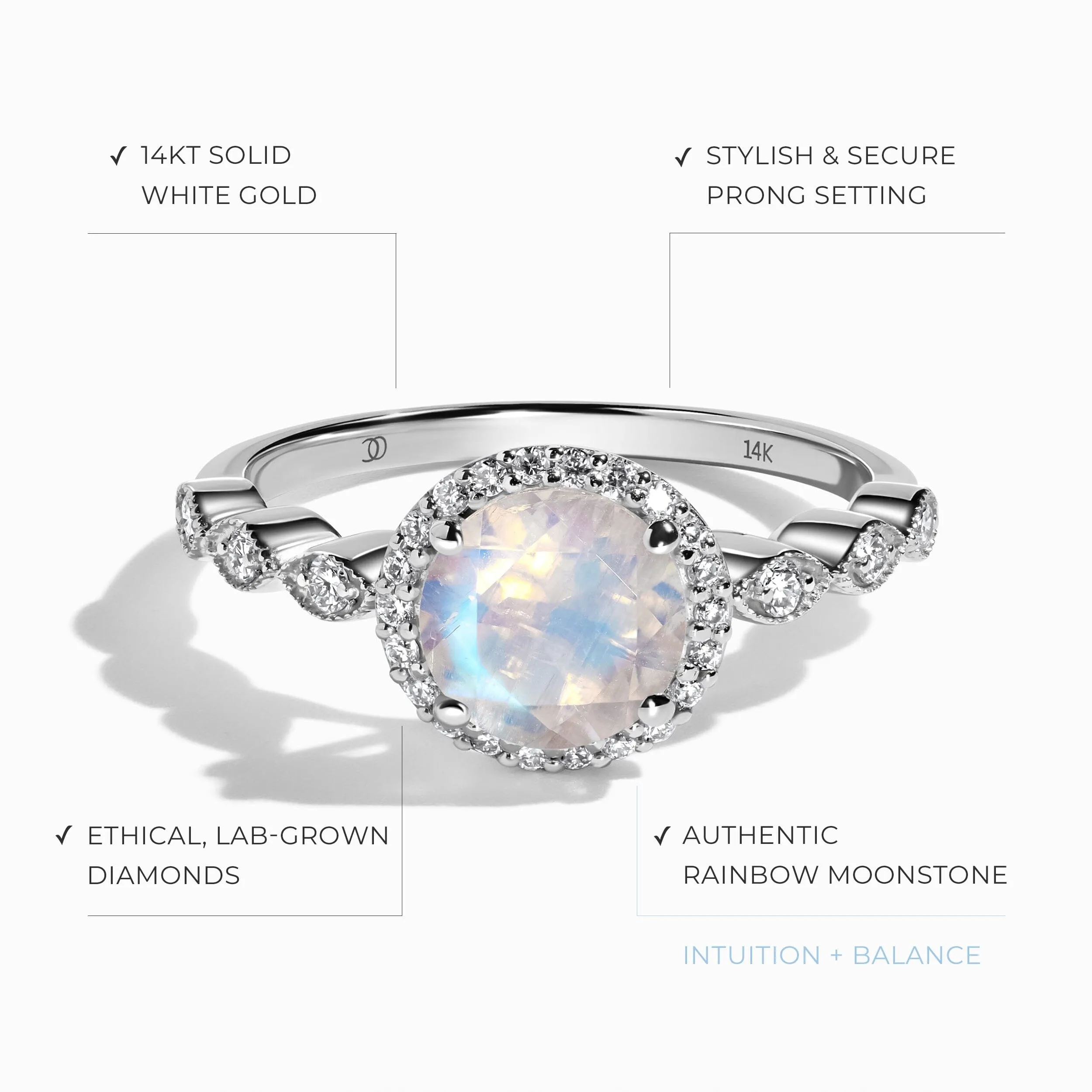 Moonstone Lab Diamond Ring - Soulmate