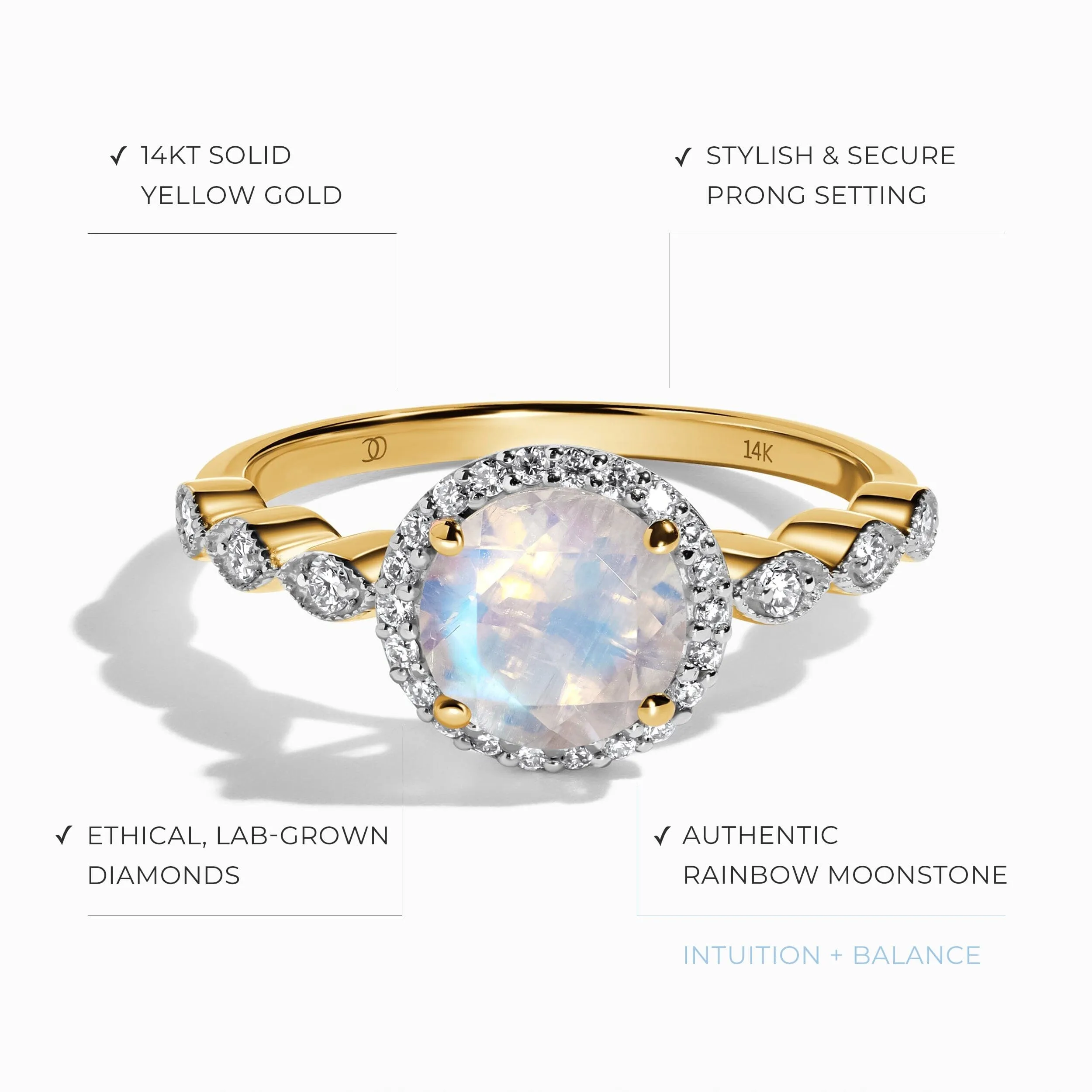 Moonstone Lab Diamond Ring - Soulmate