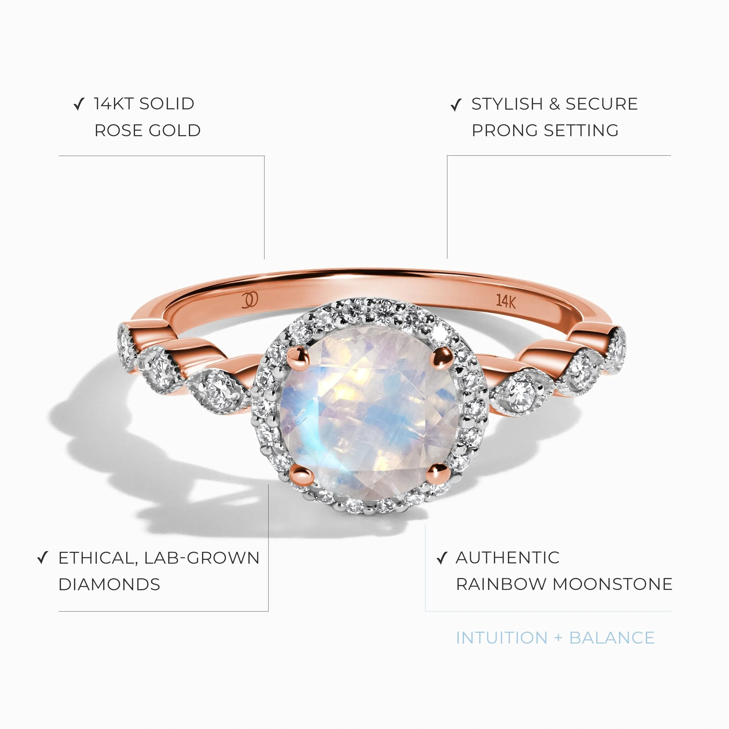 Moonstone Lab Diamond Ring - Soulmate