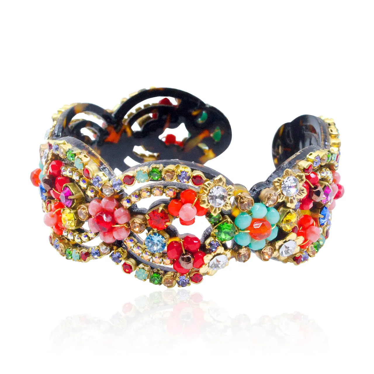 Multi-Colored Vibrant Swarovski Crystal Cuff by DUBLOS