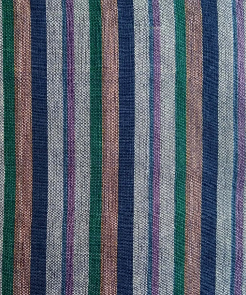 Multicolor handwoven cotton stripe fabric