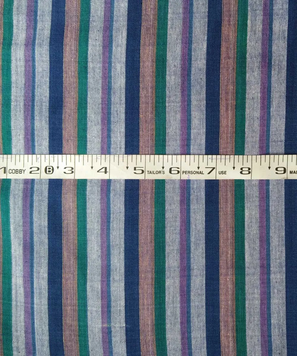 Multicolor handwoven cotton stripe fabric