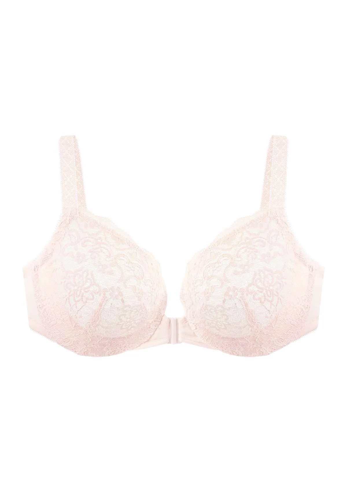 Nymphaea Front-Close Dusty Peach Lace Unlined Underwire Bra