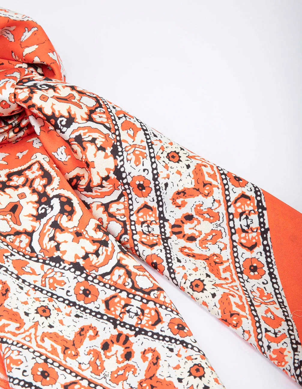 Orange Fabric Rustic Paisley Scarf