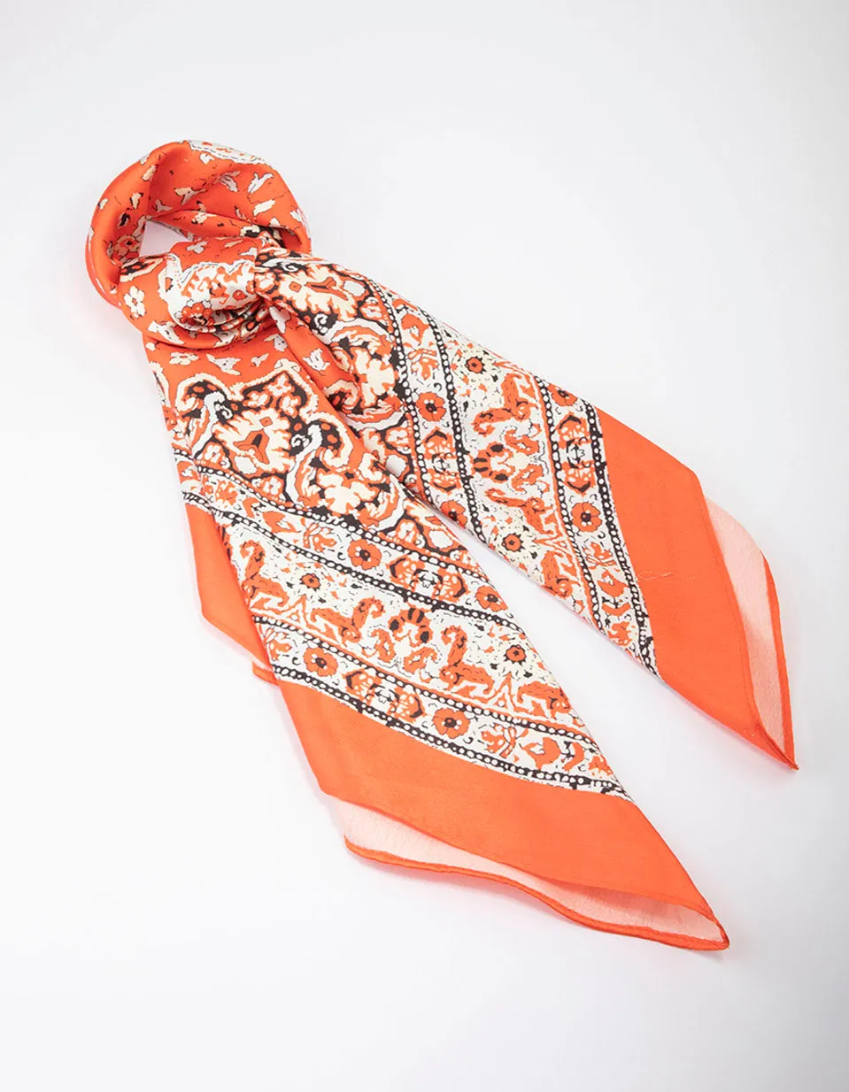 Orange Fabric Rustic Paisley Scarf