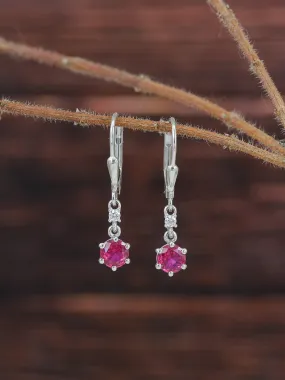 Ornate Red Ruby 925 Silver Dangle Earrings For Women