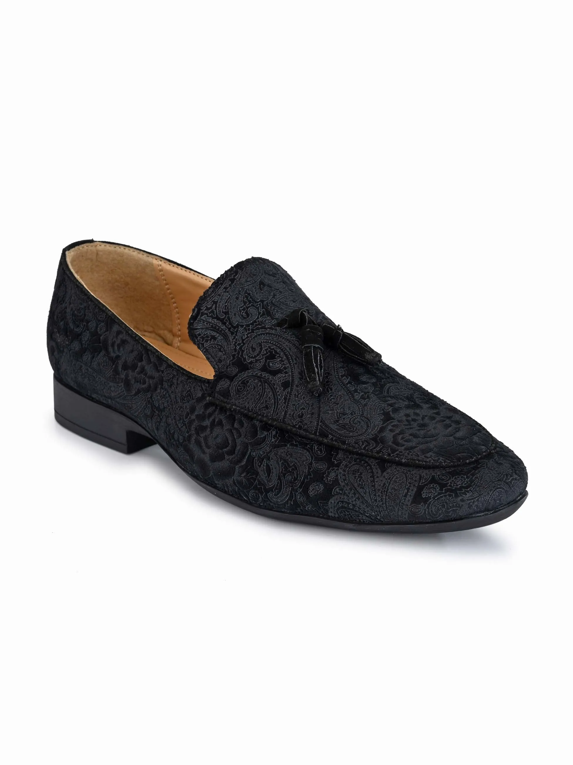 Paisley Print Black Loafers