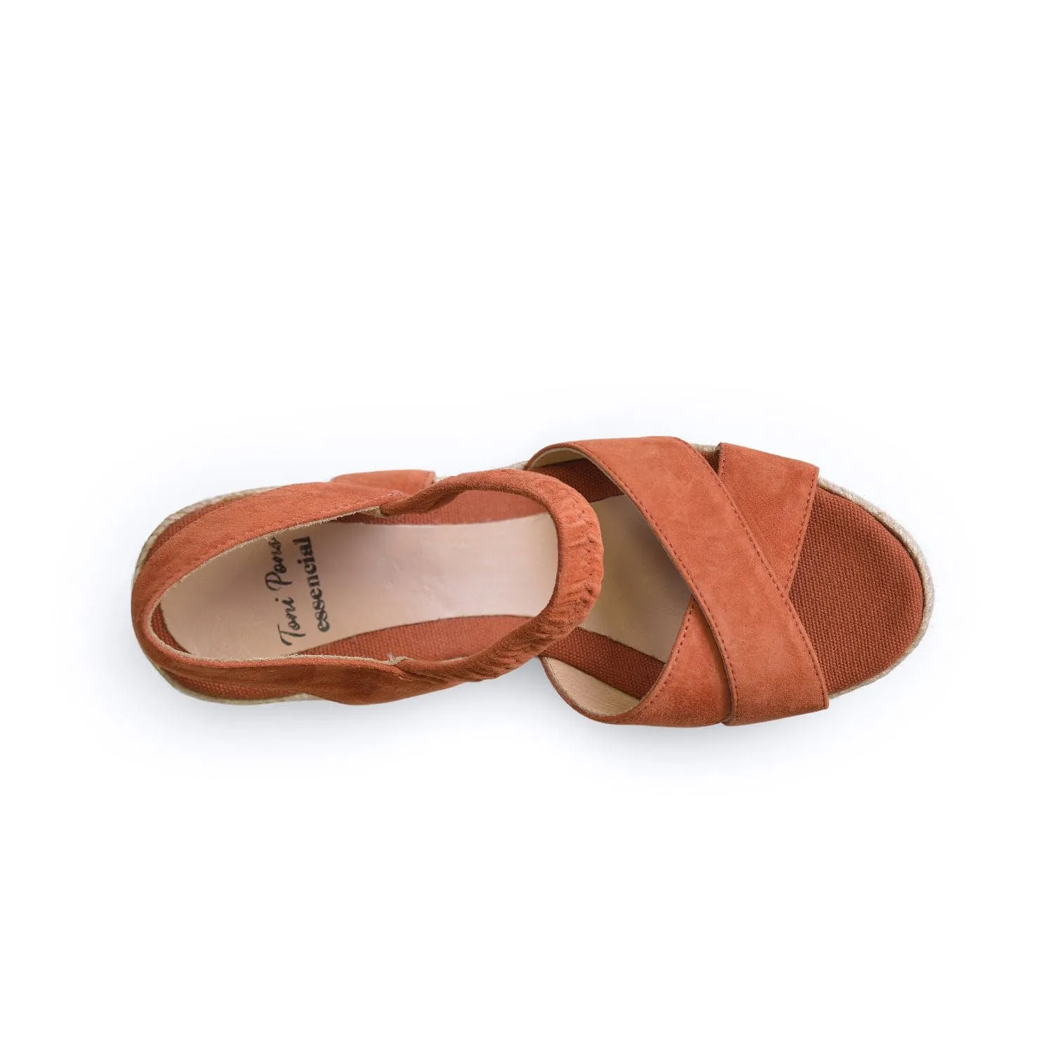 Plain Suede Leather Wedge Espadrille for Women - Nadia-A