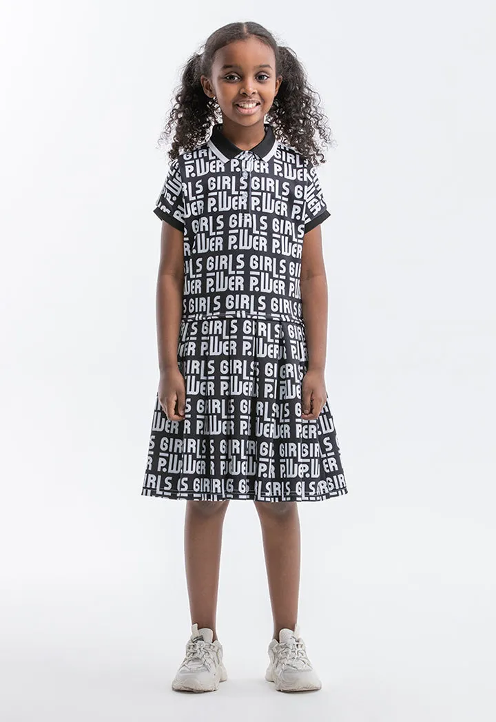 Powerpuff Girls All Over Printed Collared Dress