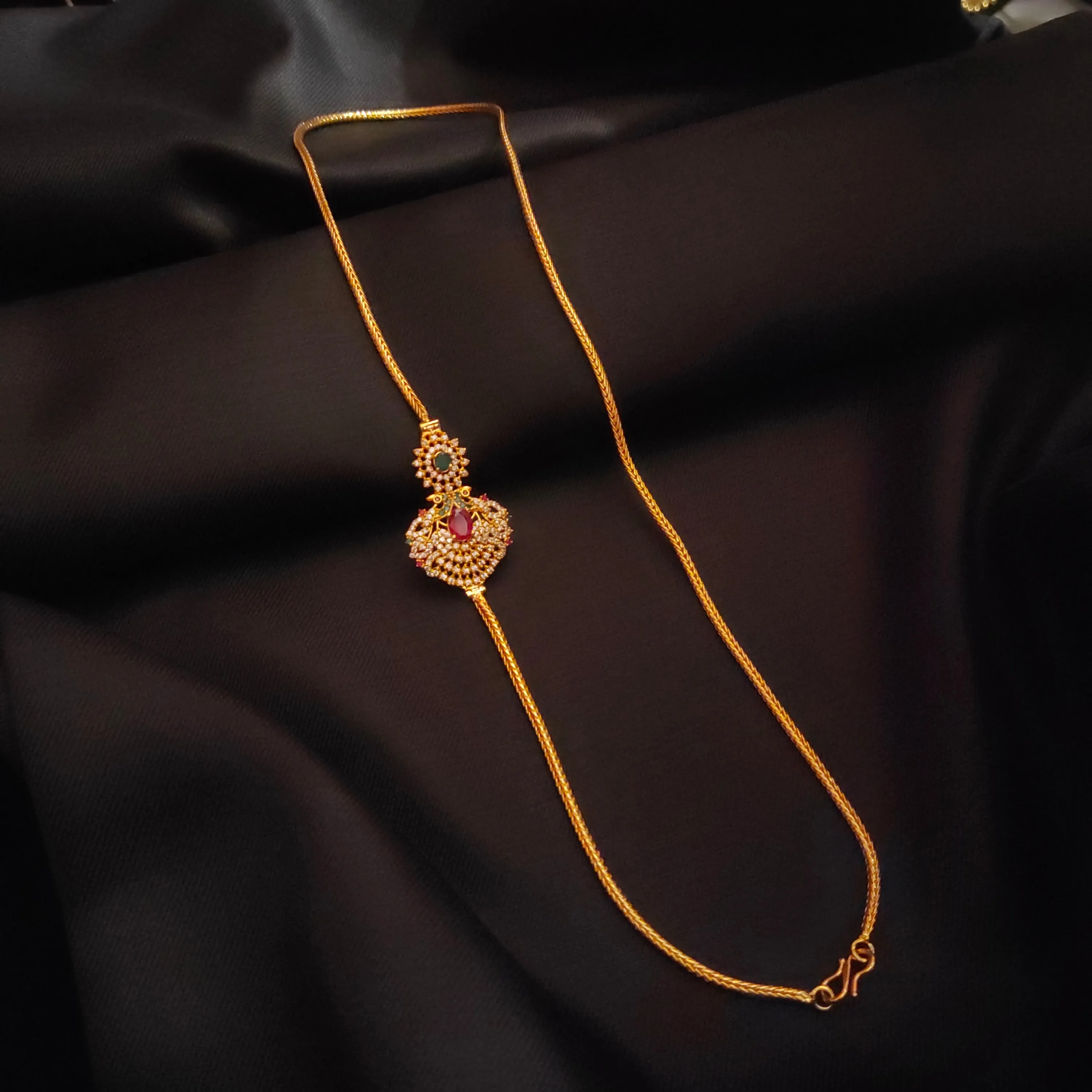 "Dazzle in Elegance: The Exquisite 24K Gold Plated CZ Mugappu Chain by ASP Fashion Jewellery"