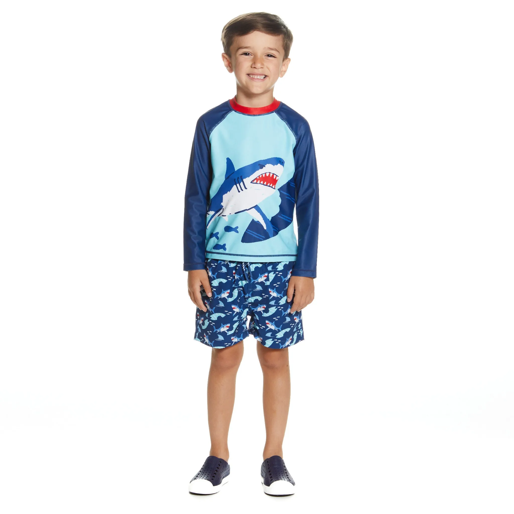 Raglan Rashguard and Boardshort Set | Shark Graphic