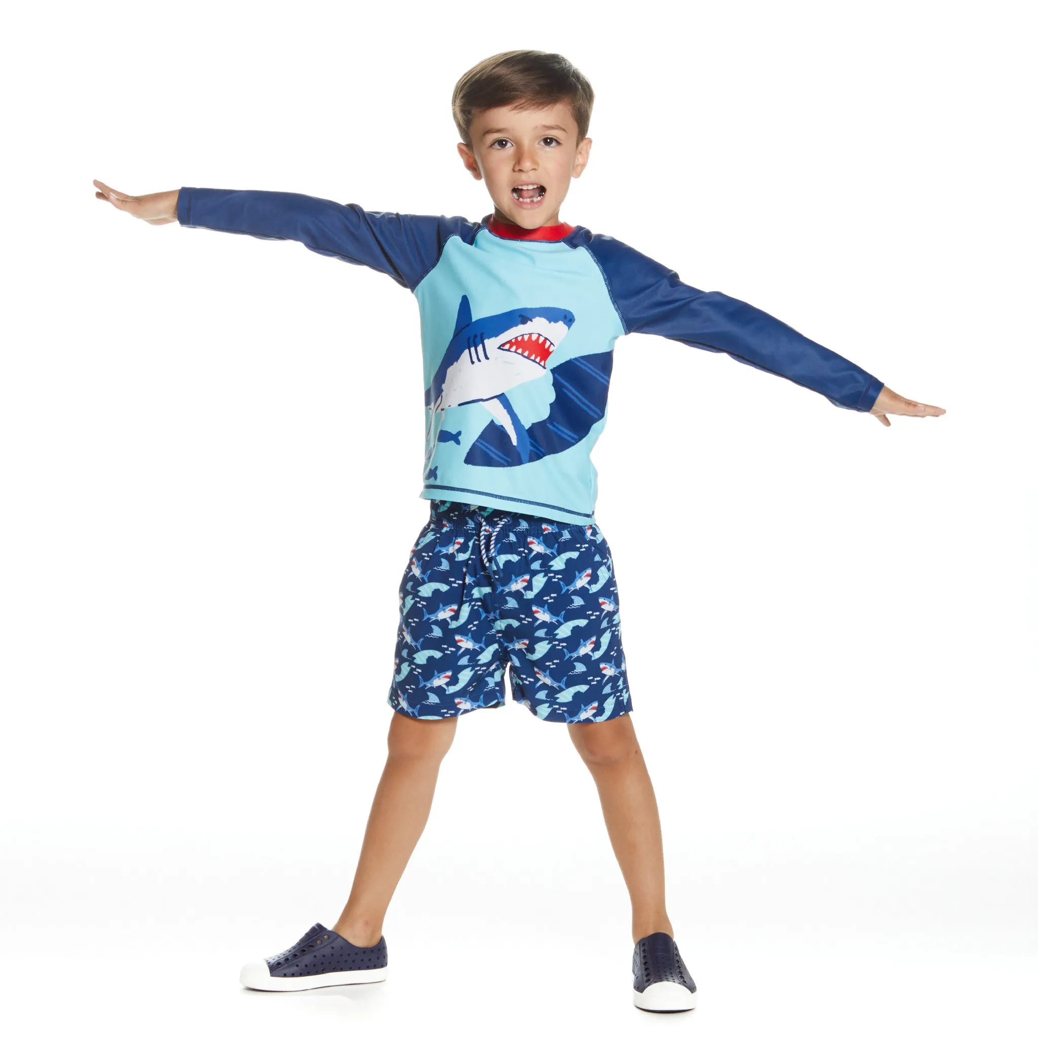 Raglan Rashguard and Boardshort Set | Shark Graphic