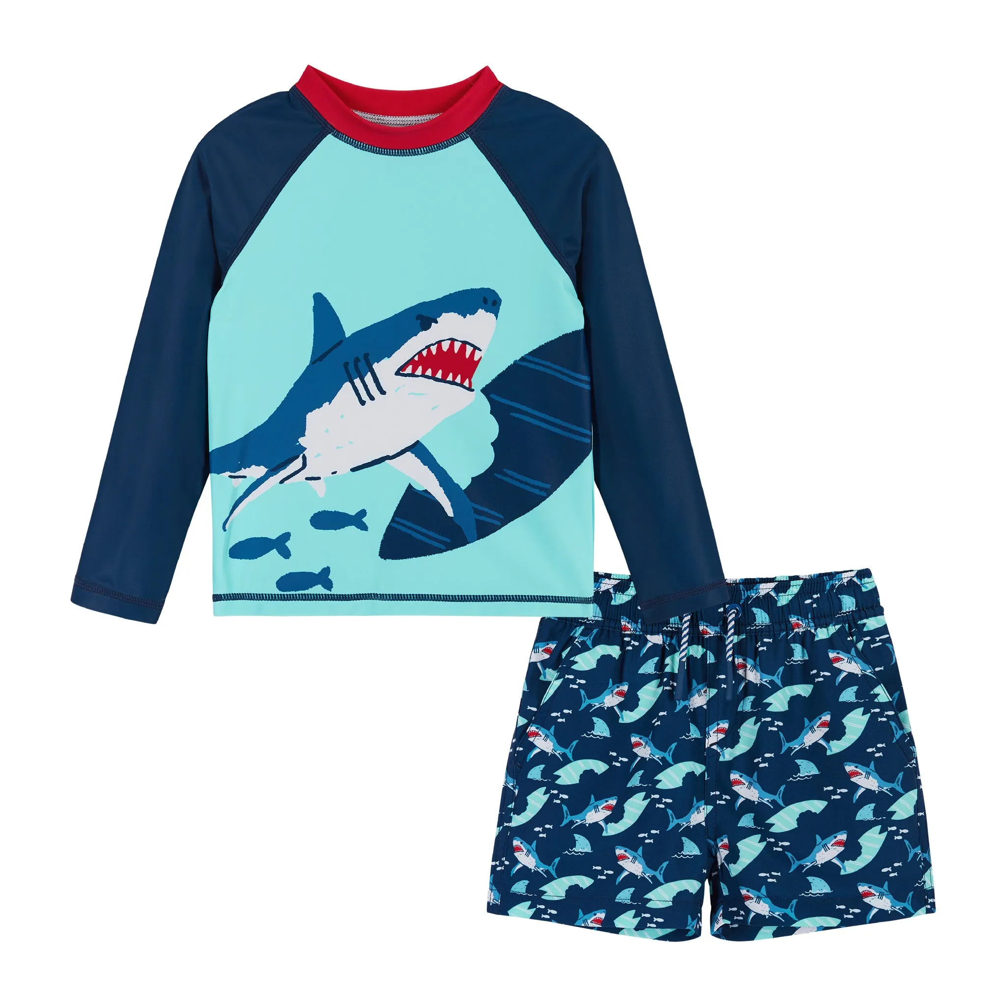 Raglan Rashguard and Boardshort Set | Shark Graphic