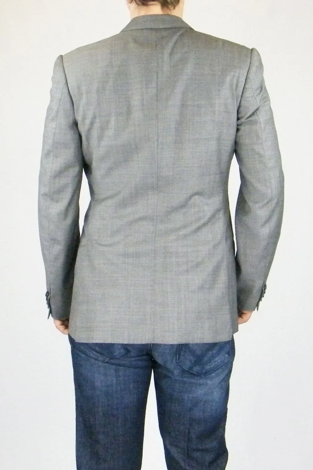 RAKE Men's Grey Wool Single Button Single Breasted Blazer Jacket (38)