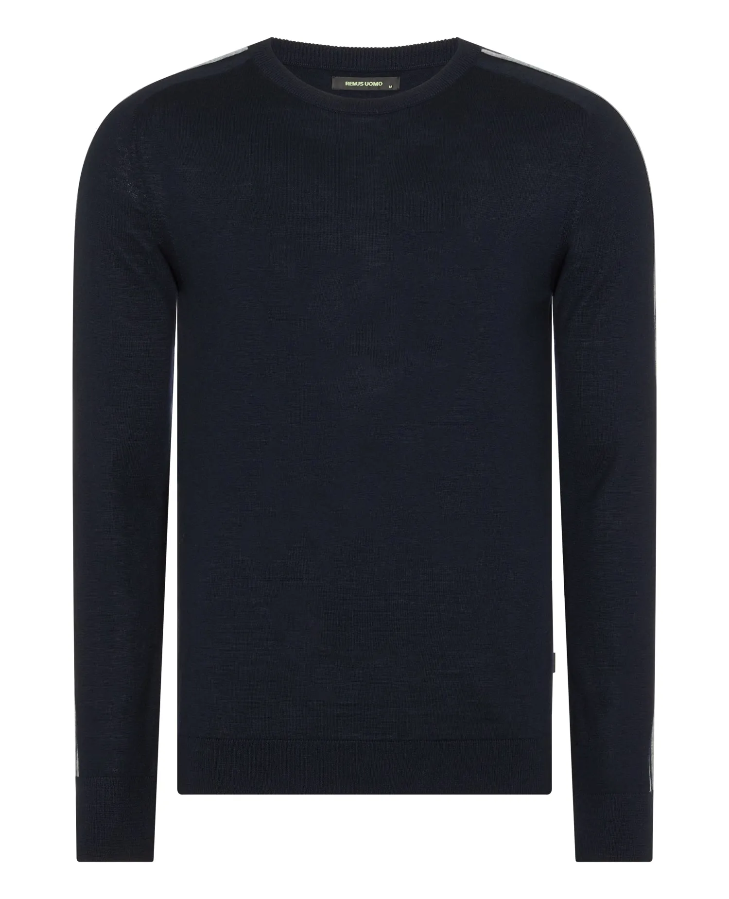 REMUS UOMO Merino Blend Striped Crew Jumper/Navy - AW20 SALE