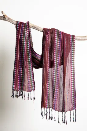 Retro Dot Stripe Fringe Scarf