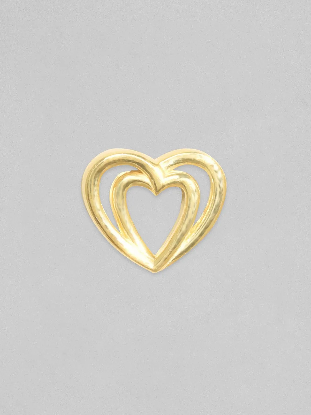 Rubans 925 Silver, 18K Gold Plated Layered Heart Motif Stud Earrings.