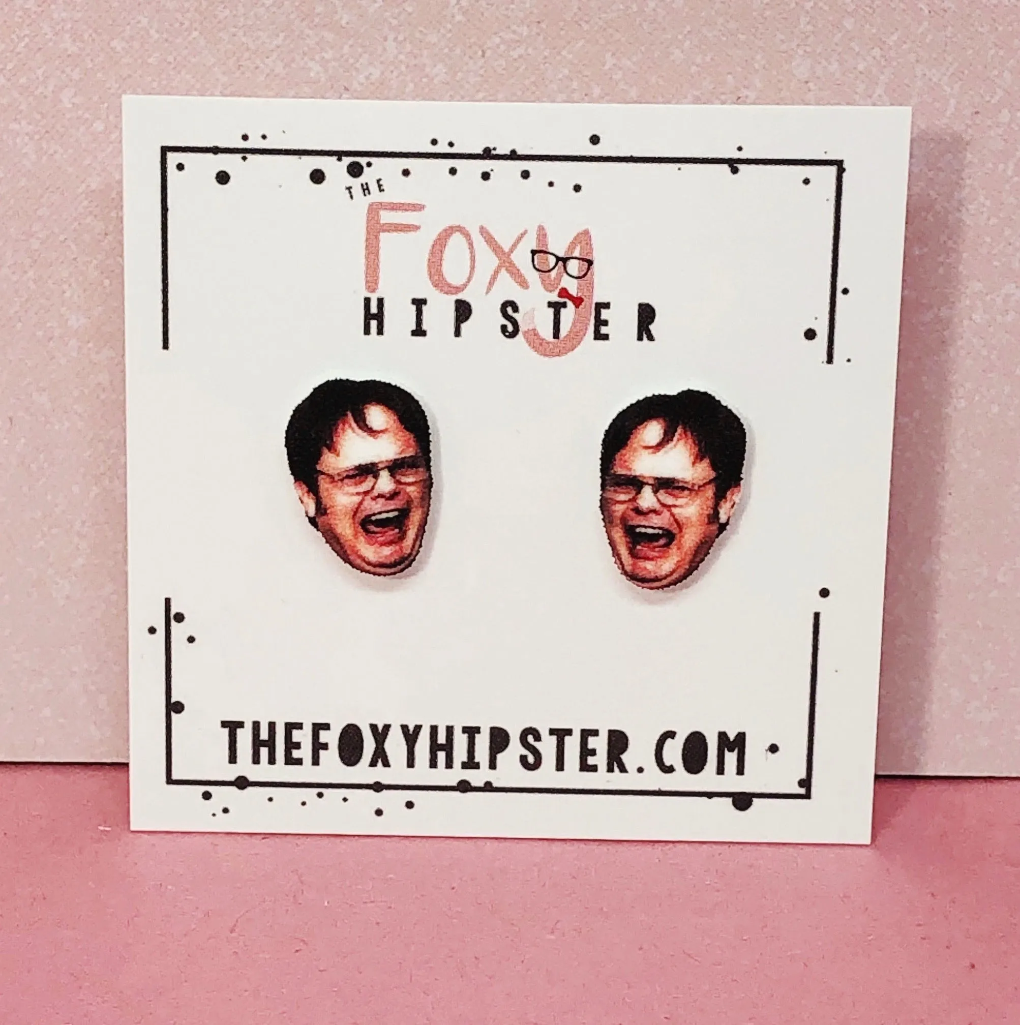 Screaming Dwight Schrute Stud Earrings