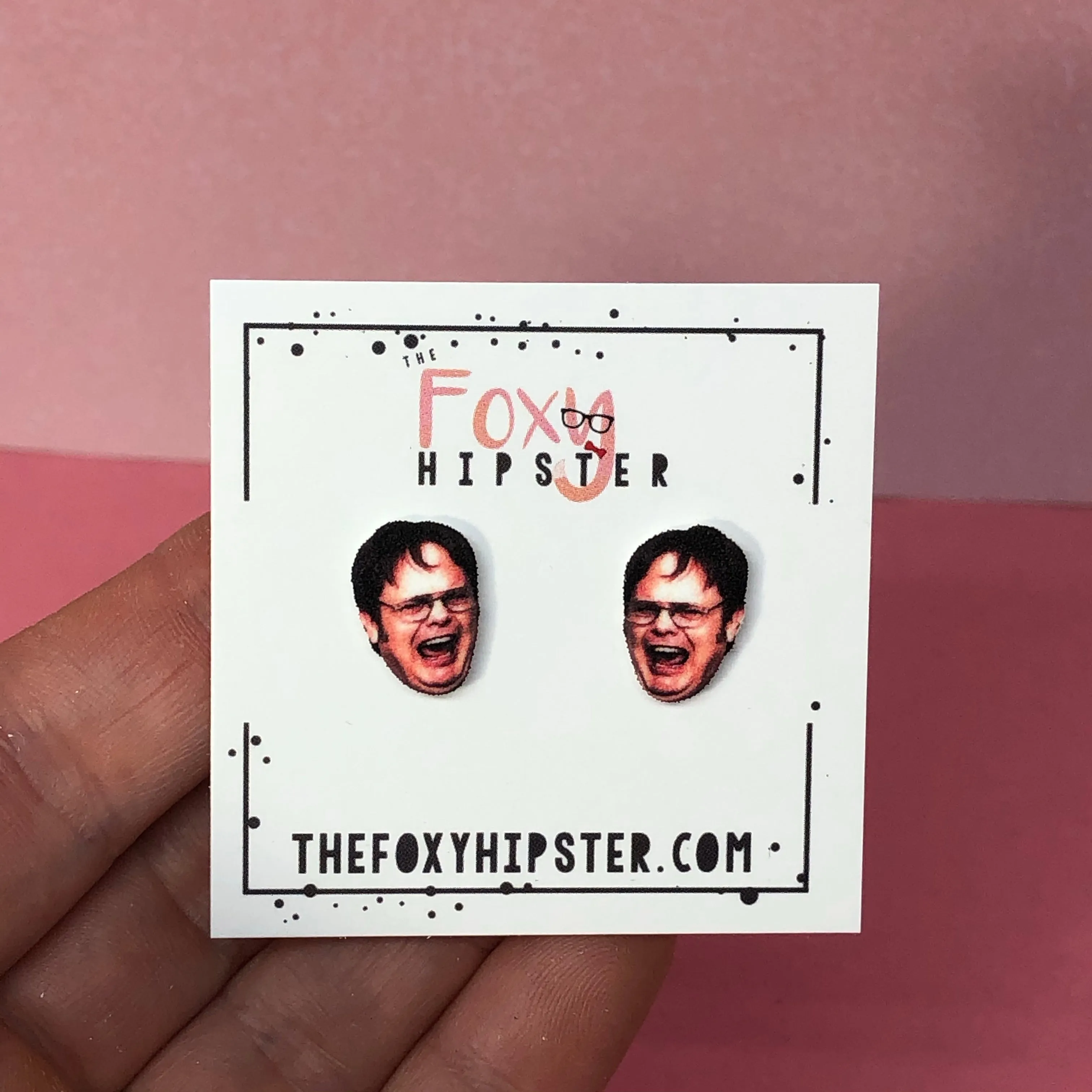 Screaming Dwight Schrute Stud Earrings