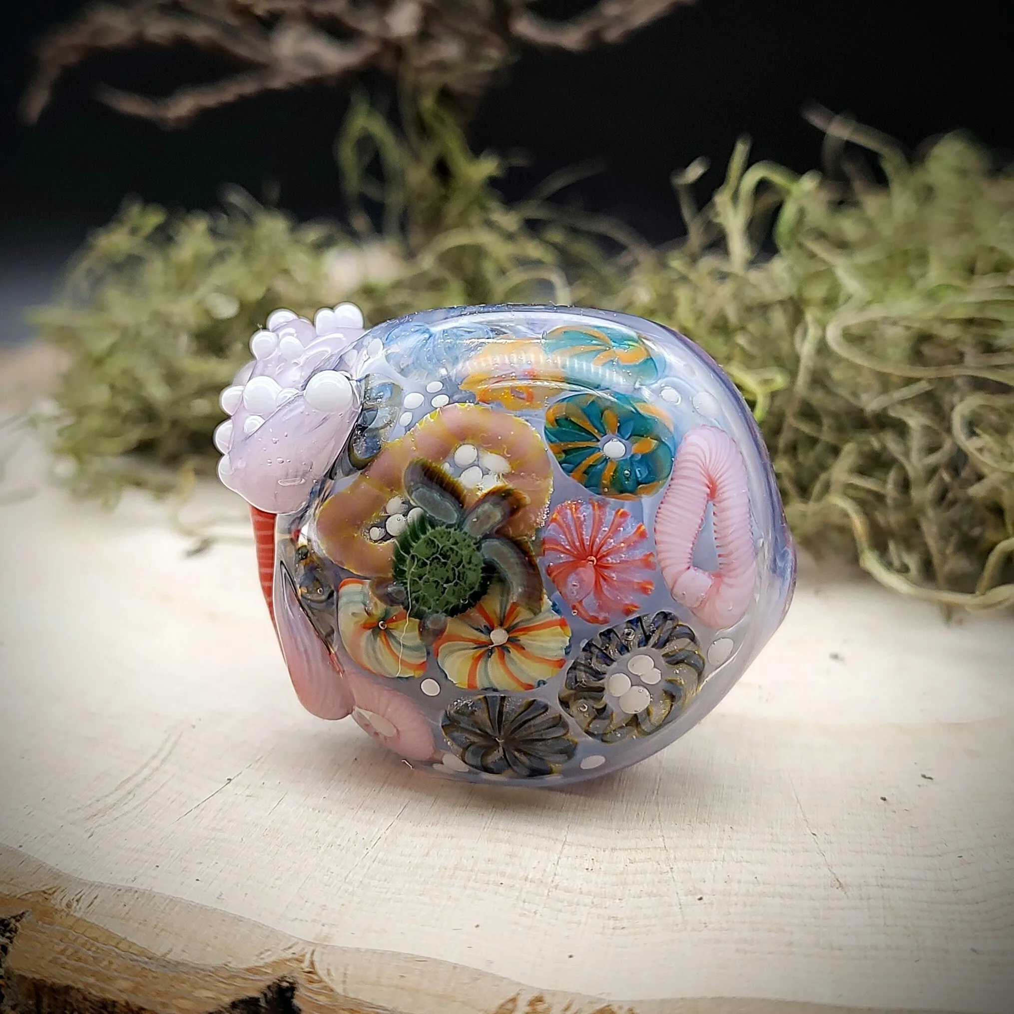 Seahorse Seascape Marbled Hand Pipe (Ready to Ship)