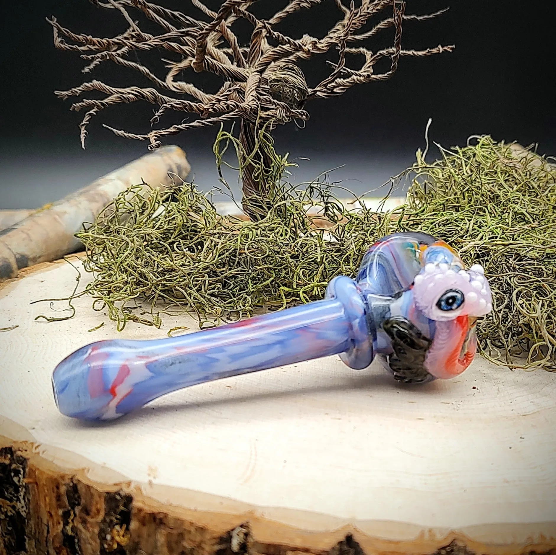 Seahorse Seascape Marbled Hand Pipe (Ready to Ship)