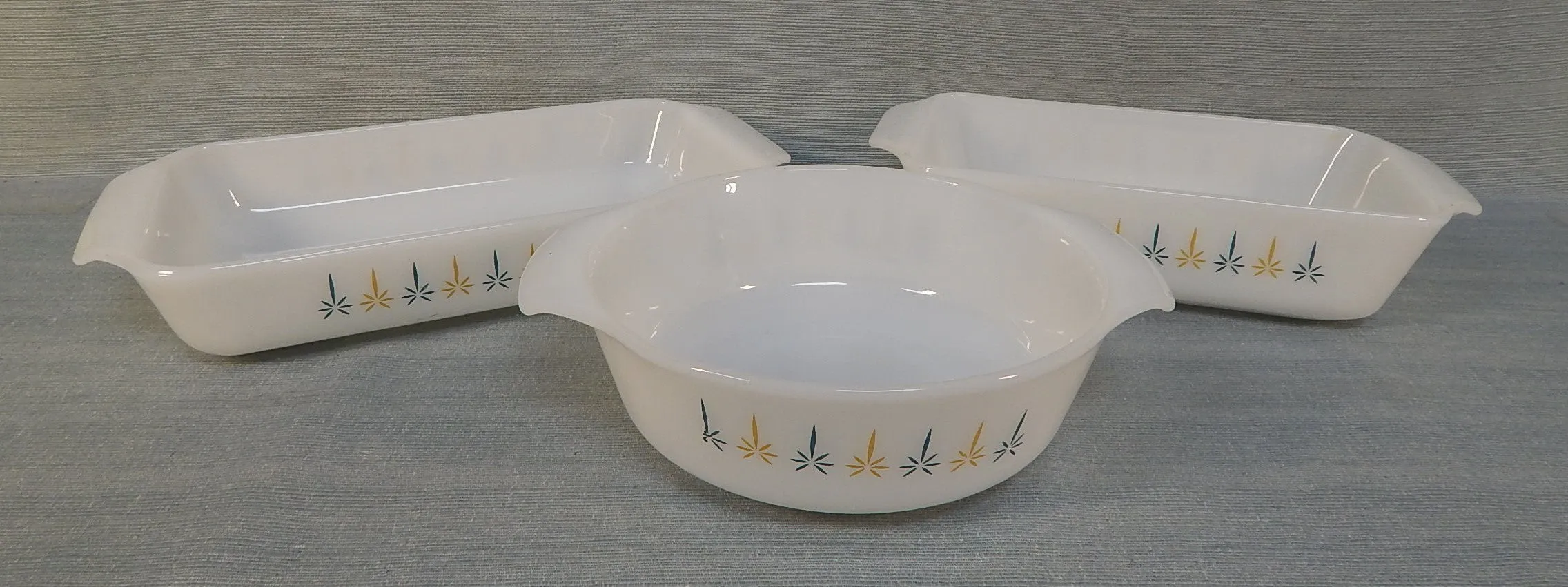 Set of 3 Fire-King "Candle Glow" Baking Dishes - Very Good Condition