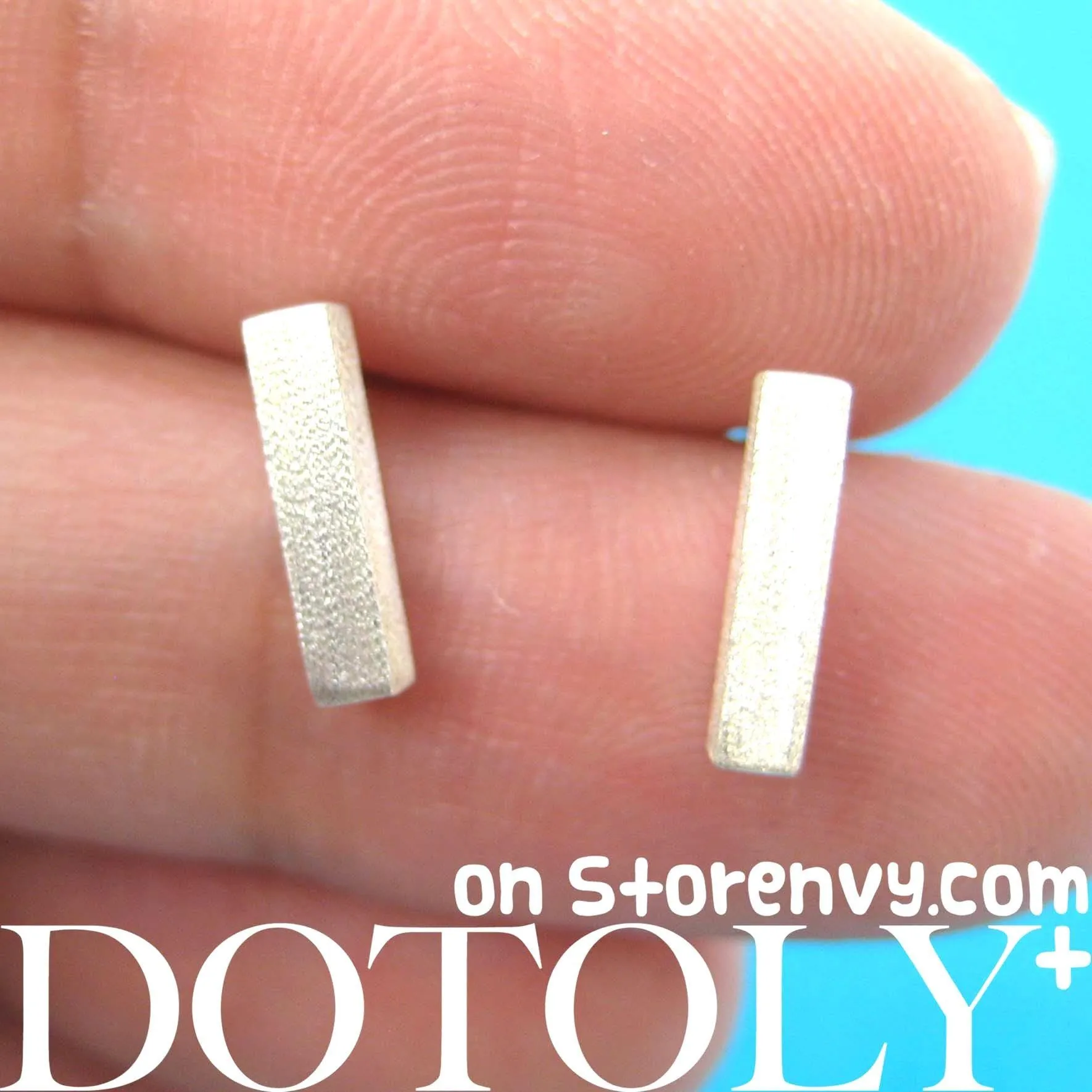 Simple Textured Rectangular Stud Earrings in Silver | ALLERGY FREE