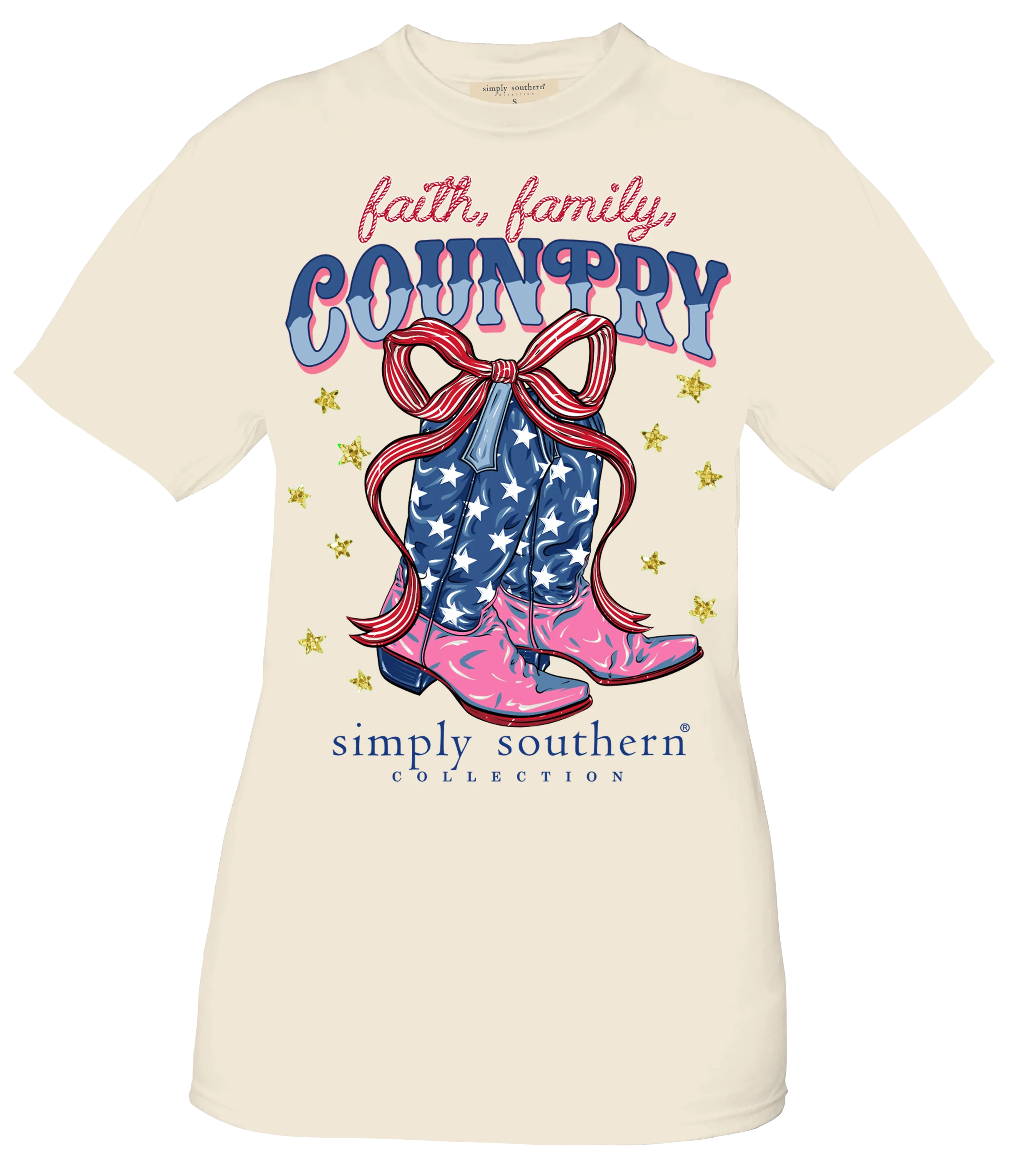 Simply Southern Faith, Family, Country Cowboy Boots Patriotic T-Shirt