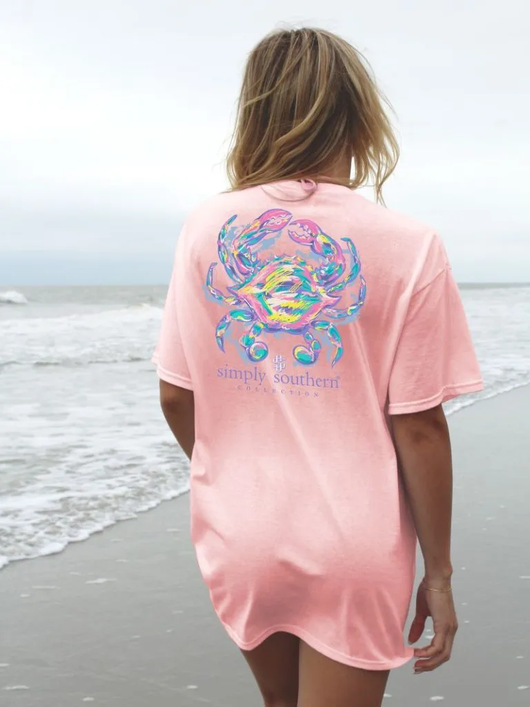 Simply Southern Pastel Crab Bliss Short Sleeve Tee in Adult and Youth Sizes