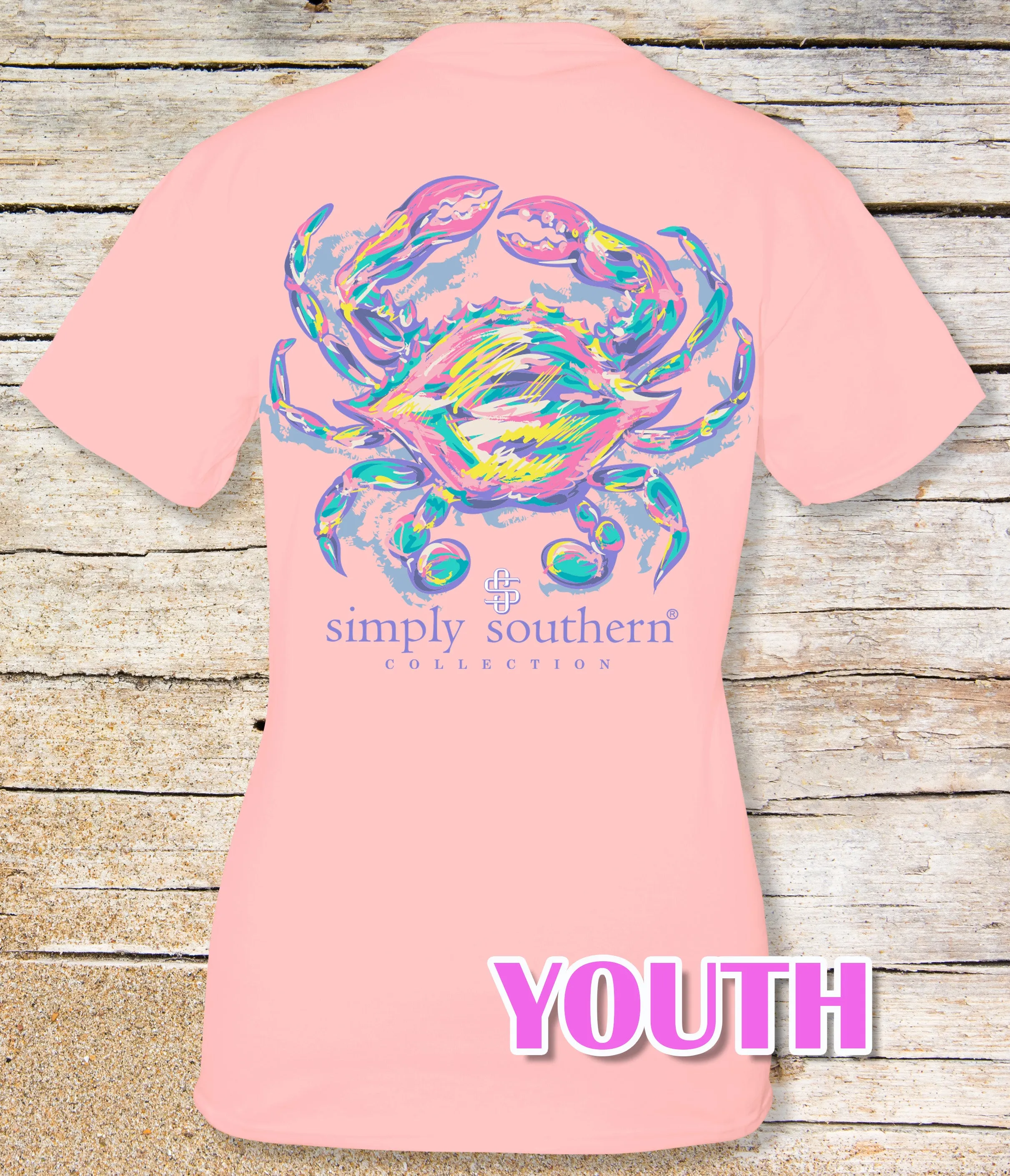 Simply Southern Pastel Crab Bliss Short Sleeve Tee in Adult and Youth Sizes