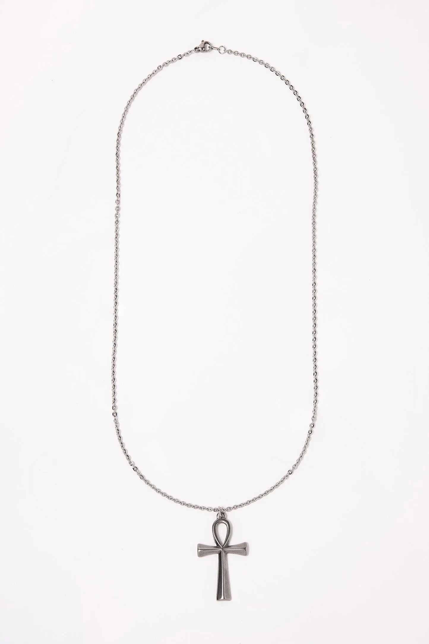 Stainless Steel Chain Necklace with Ankh Pendant